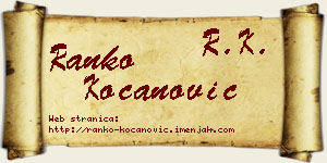 Ranko Kocanović vizit kartica